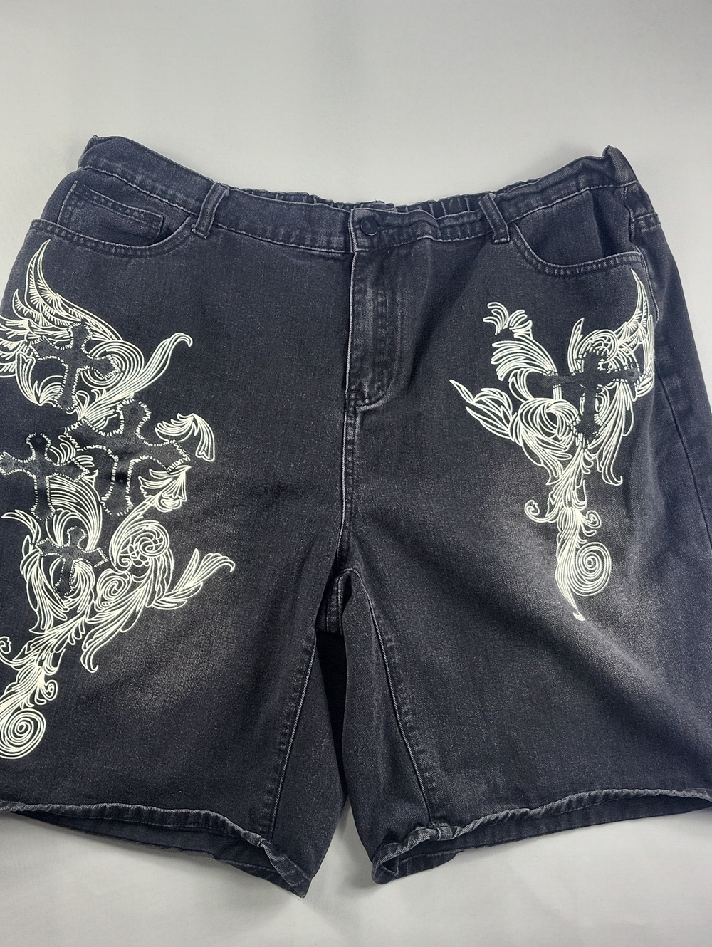 Y2K Cross Star Graphic Emo Jeans Shorts Hip Pop Grunge Streetwear